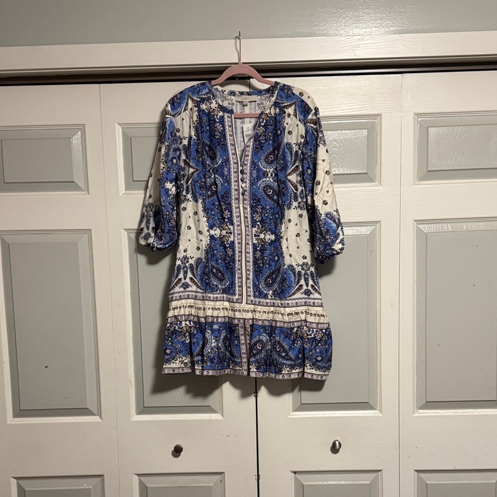 Loft NWT Blue Paisley Print Women’s Tunic Dress size small